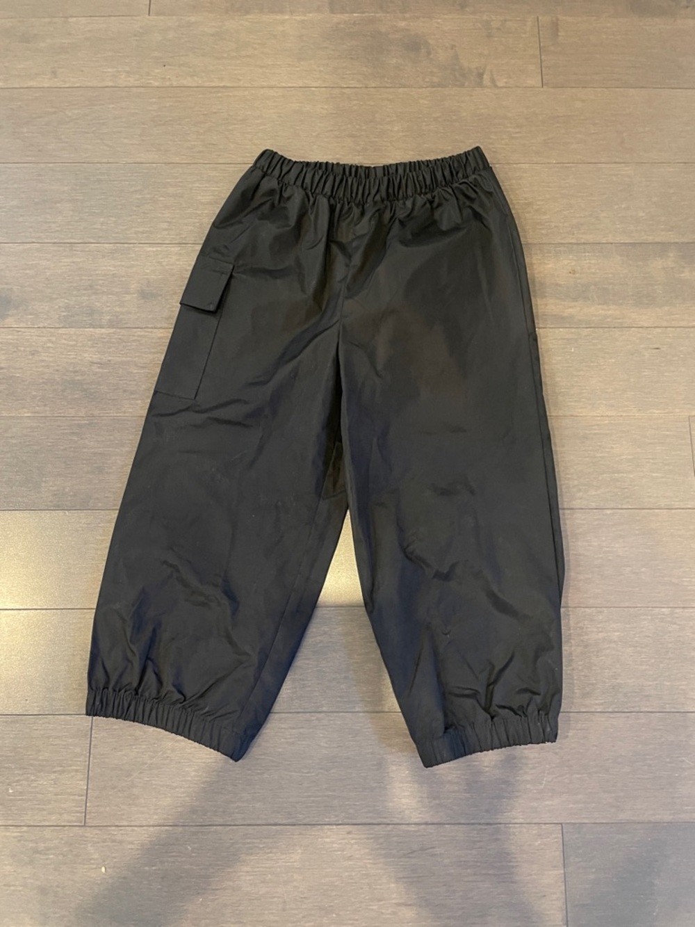 Kids Black Elastic-Waist Rain Pants